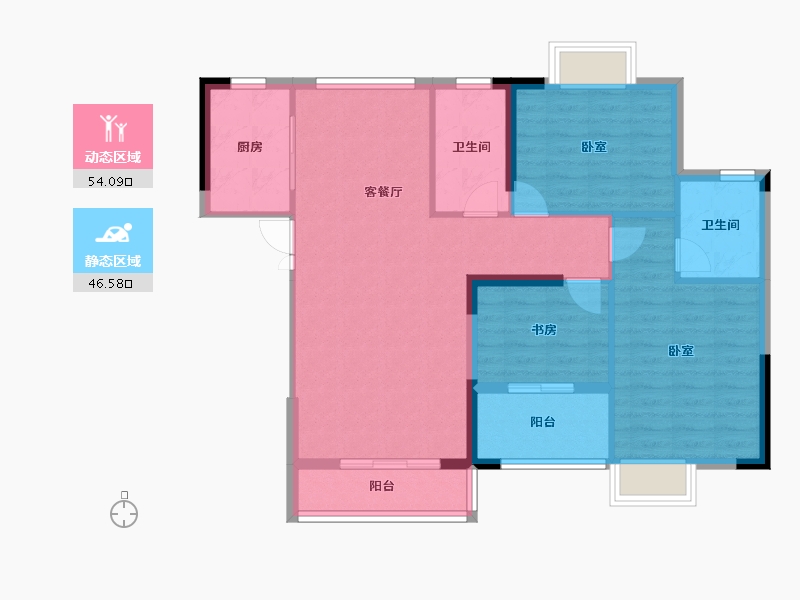 湖北省-咸宁市-二乔·美食文化城-91.01-户型库-动静分区