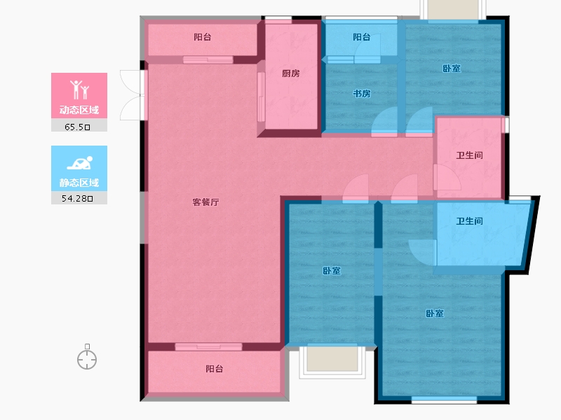 湖北省-武汉市-中冶39大街-106.31-户型库-动静分区