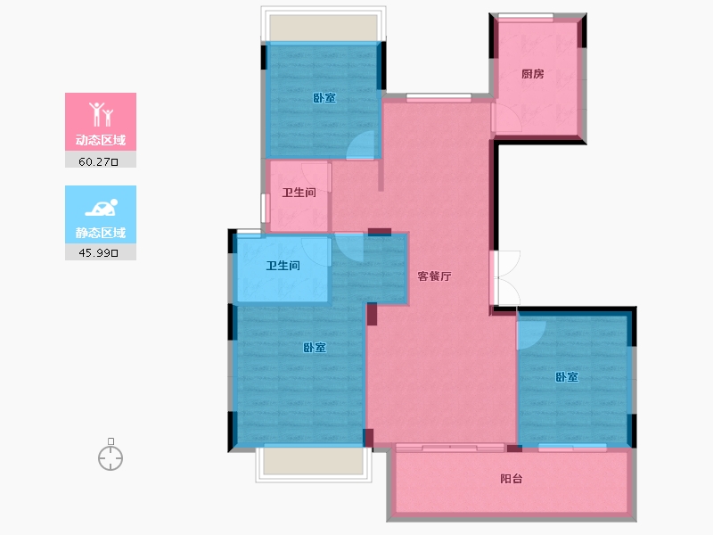 湖北省-襄阳市-东泰湖畔壹号-96.51-户型库-动静分区