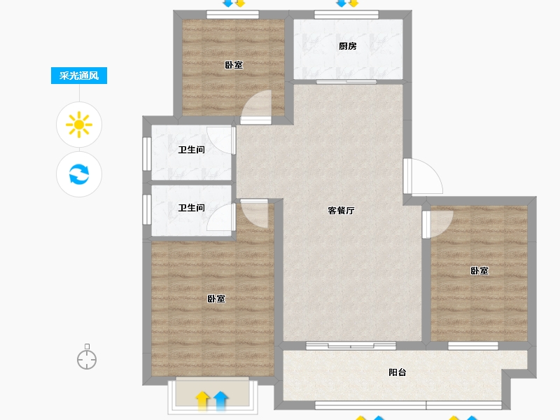 山东省-德州市-大业·锦绣景园-89.15-户型库-采光通风