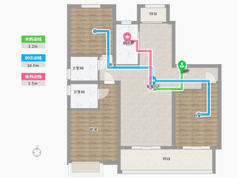 河南省-信阳市-东方今典·印象湖山-107.31-户型库-动静线