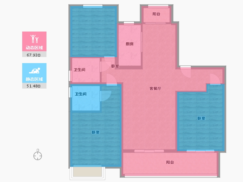 河南省-信阳市-东方今典·印象湖山-107.31-户型库-动静分区