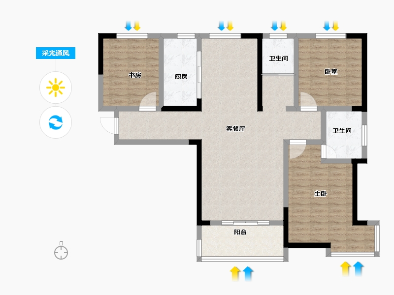 河南省-洛阳市-安泰山水华庭-112.00-户型库-采光通风