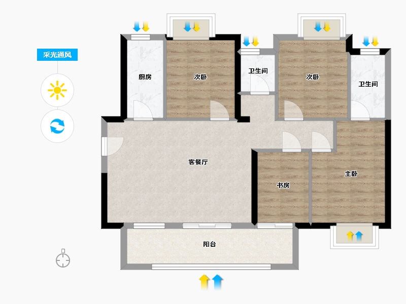 福建省-福州市-福州温泉城-88.94-户型库-采光通风