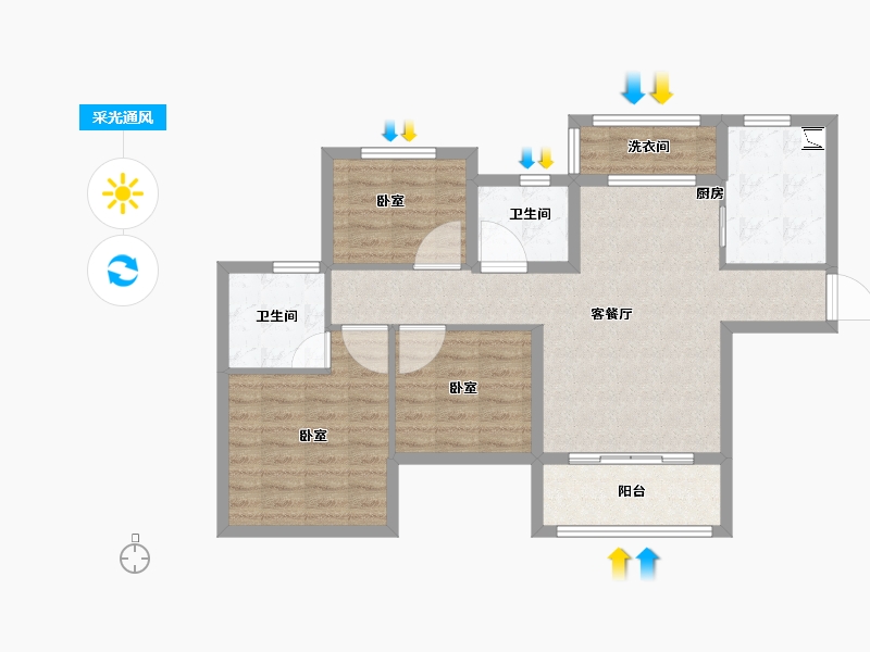 河南省-新乡市-郑州恒大未来之光-82.00-户型库-采光通风