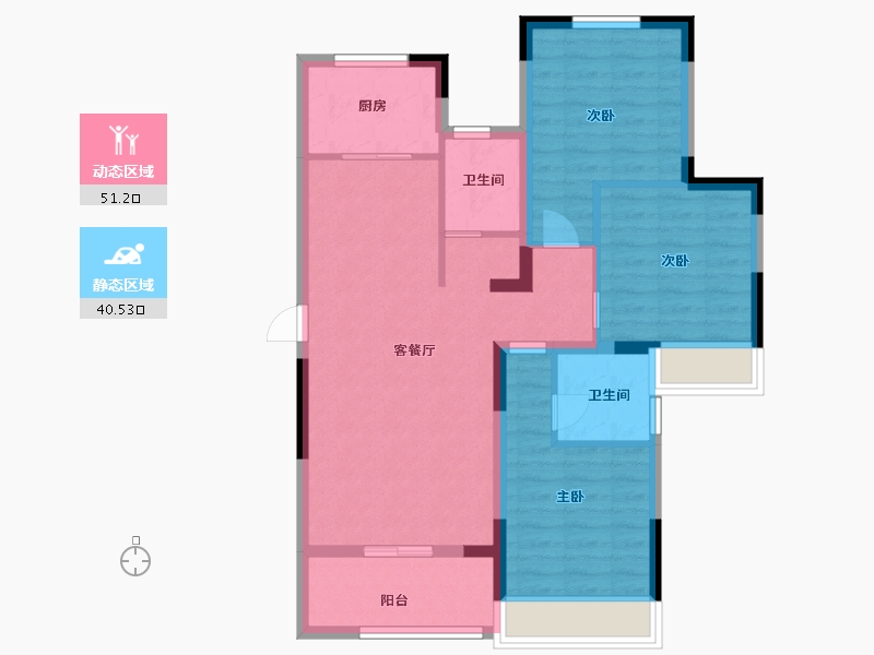 安徽省-蚌埠市-新威·龙门壹品-81.60-户型库-动静分区