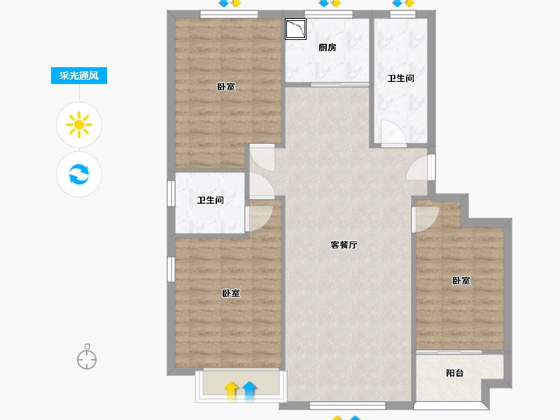 山东省-济南市-泉山盛景-96.25-户型库-采光通风