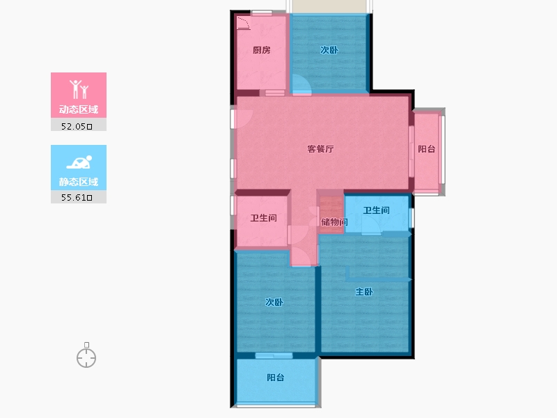 安徽省-蚌埠市-鹏欣·天珑天玥-95.20-户型库-动静分区