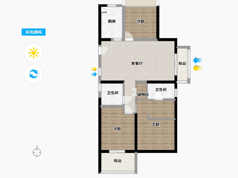 安徽省-蚌埠市-鹏欣·天珑天玥-95.20-户型库-采光通风