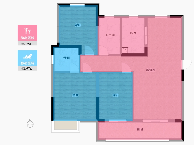 安徽省-蚌埠市-毅德城·御璟苑-92.80-户型库-动静分区