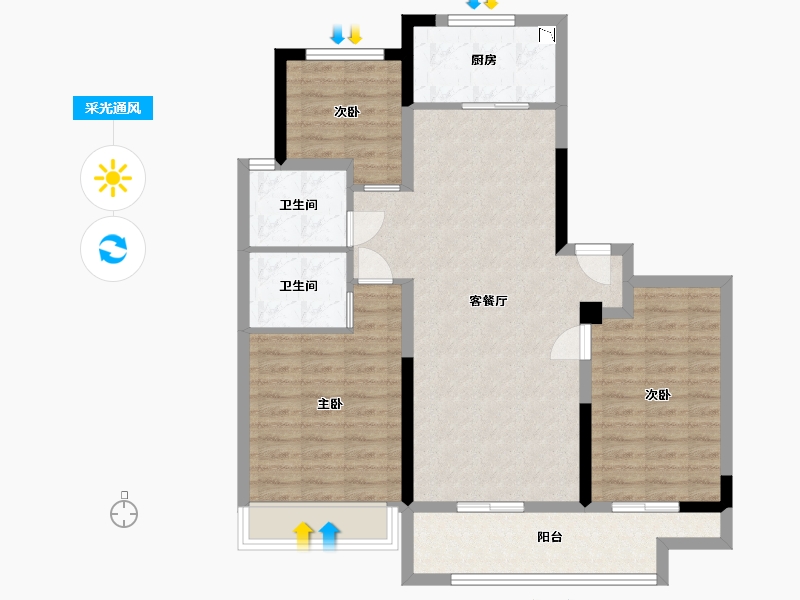 安徽省-蚌埠市-翰林府-91.47-户型库-采光通风