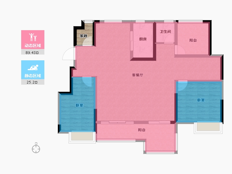 河南省-新乡市-蓝光凤湖长岛国际社区-105.64-户型库-动静分区