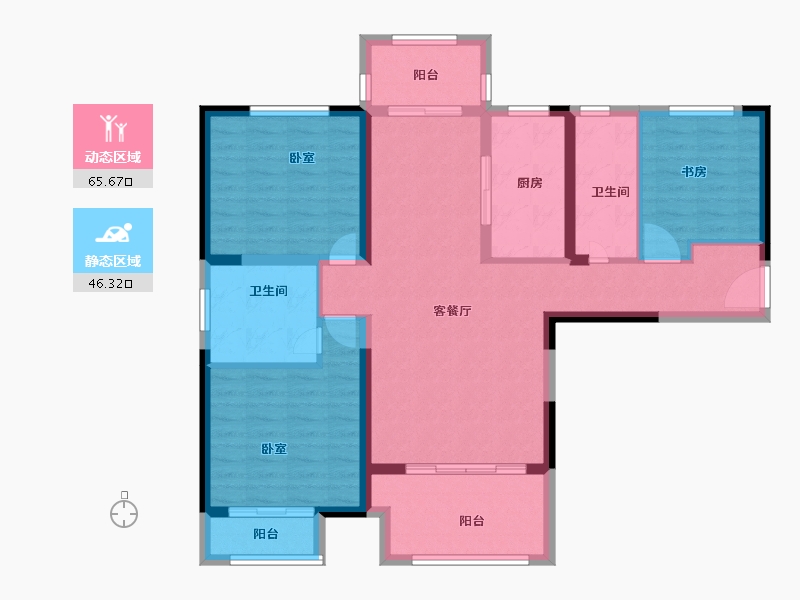 河南省-安阳市-安阳建业城二期-99.87-户型库-动静分区