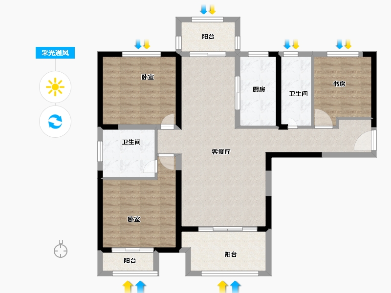 河南省-安阳市-安阳建业城二期-99.87-户型库-采光通风