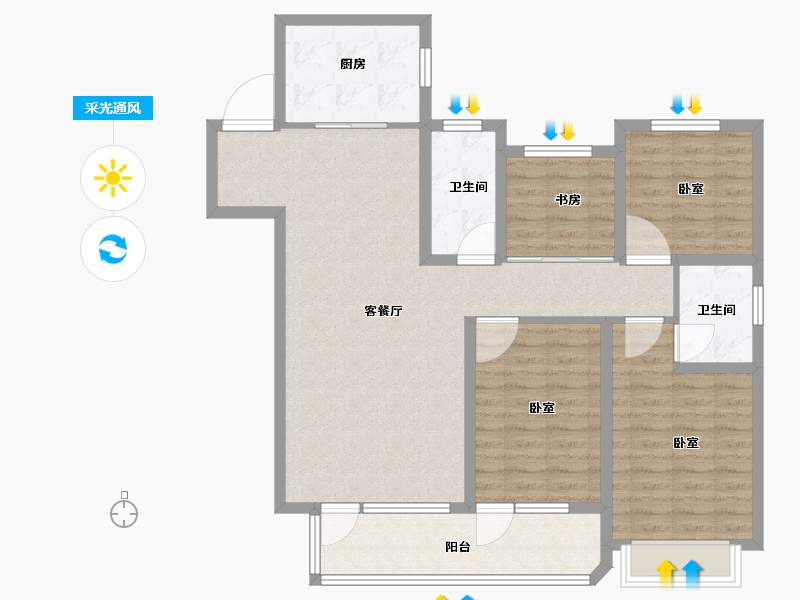 山东省-临沂市-未来城·首府-108.00-户型库-采光通风