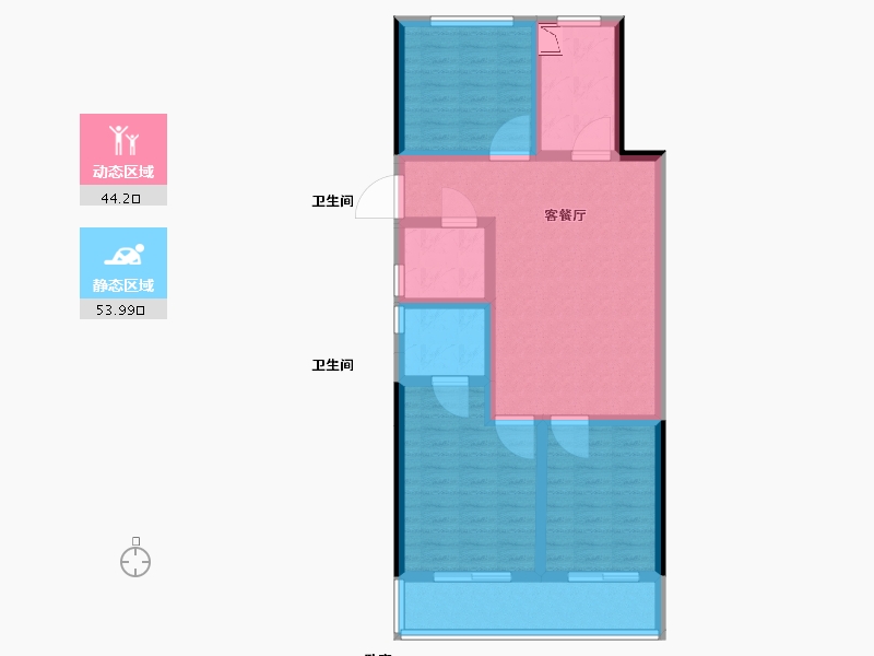 浙江省-绍兴市-漓江华庭-87.00-户型库-动静分区