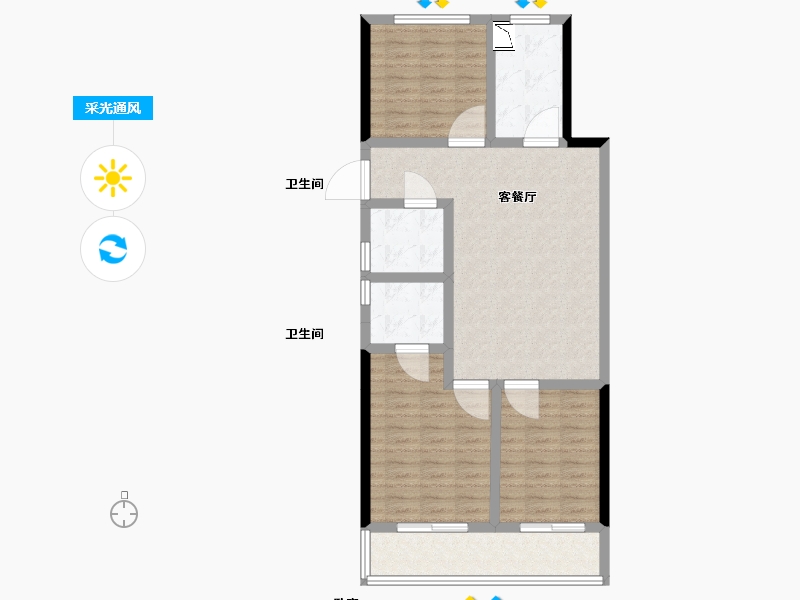 浙江省-绍兴市-漓江华庭-87.00-户型库-采光通风