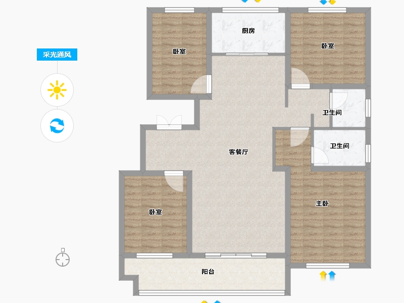 山东省-枣庄市-紫悦山·印象-126.00-户型库-采光通风