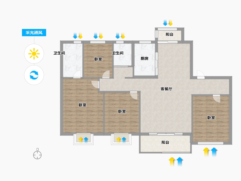 山东省-济宁市-碧桂园翡翠城-112.00-户型库-采光通风