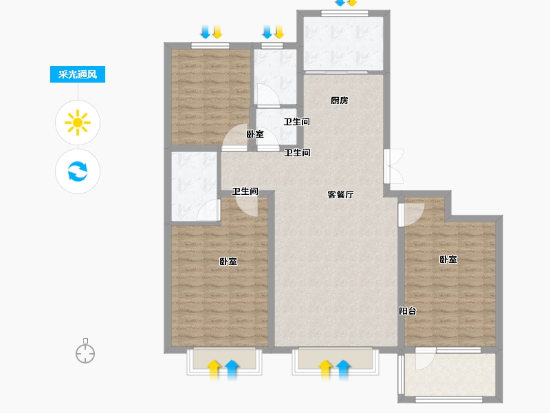 山东省-德州市-华腾御城•澜湾-116.00-户型库-采光通风