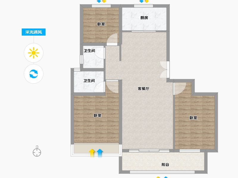 山东省-聊城市-壹号院-105.27-户型库-采光通风