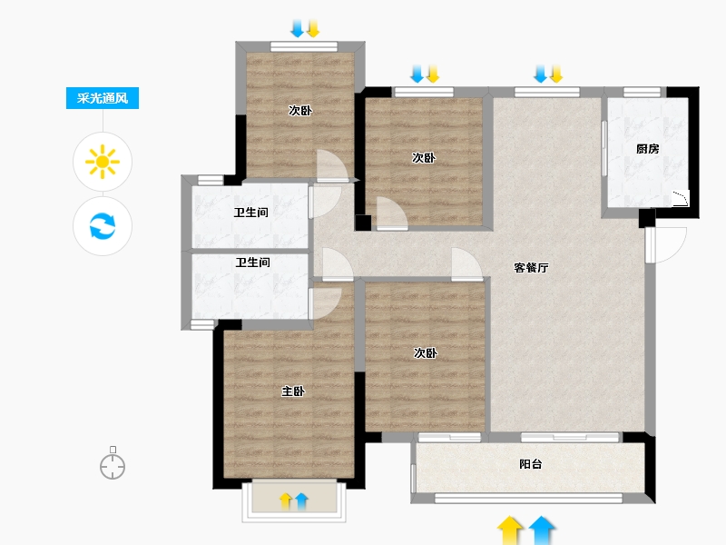 福建省-福州市-公园左岸-100.00-户型库-采光通风