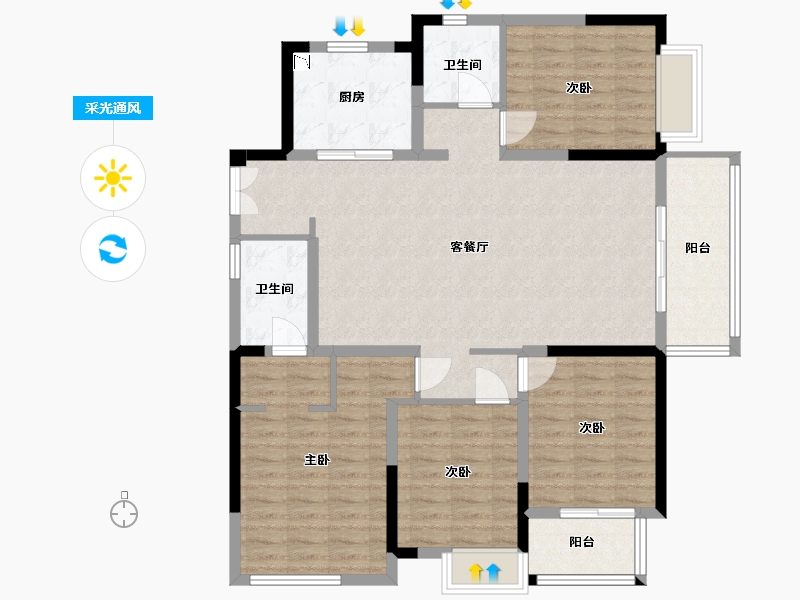 福建省-福州市-公园左岸-116.00-户型库-采光通风