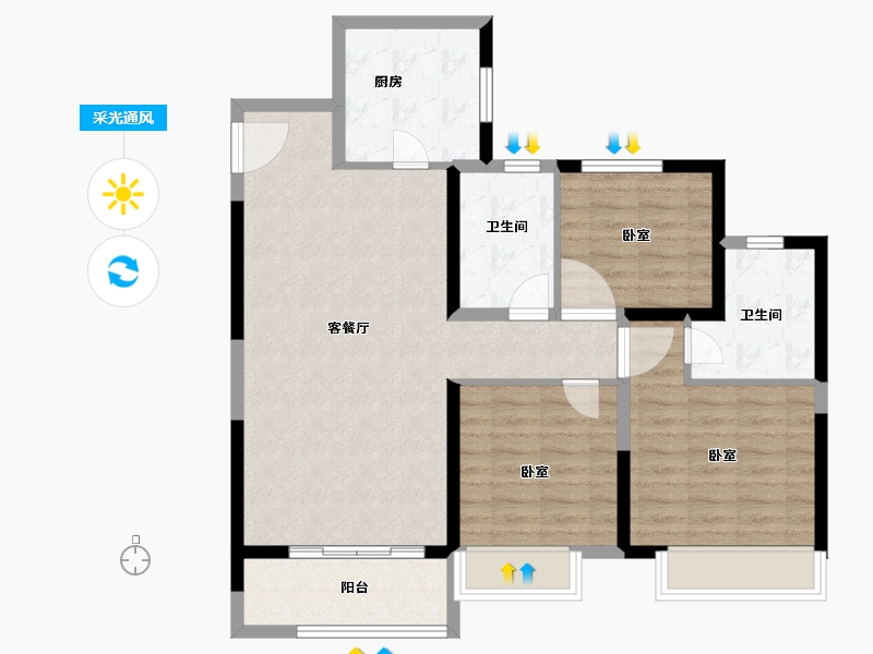 河南省-郑州市-新城郡望府-92.00-户型库-采光通风