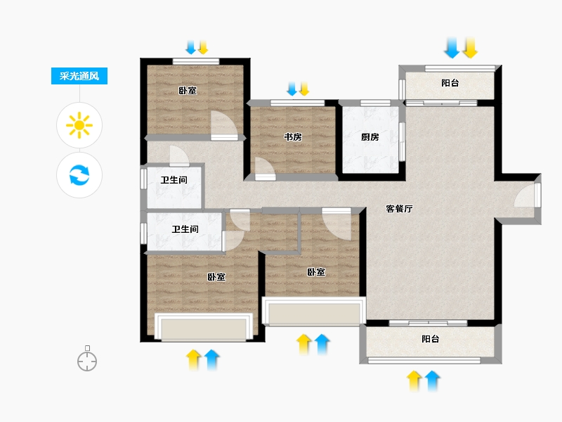 河南省-郑州市-中海锦城-113.00-户型库-采光通风