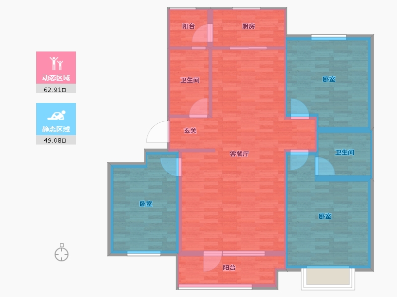 山东省-青岛市-康大风和日丽尚景-101.82-户型库-动静分区