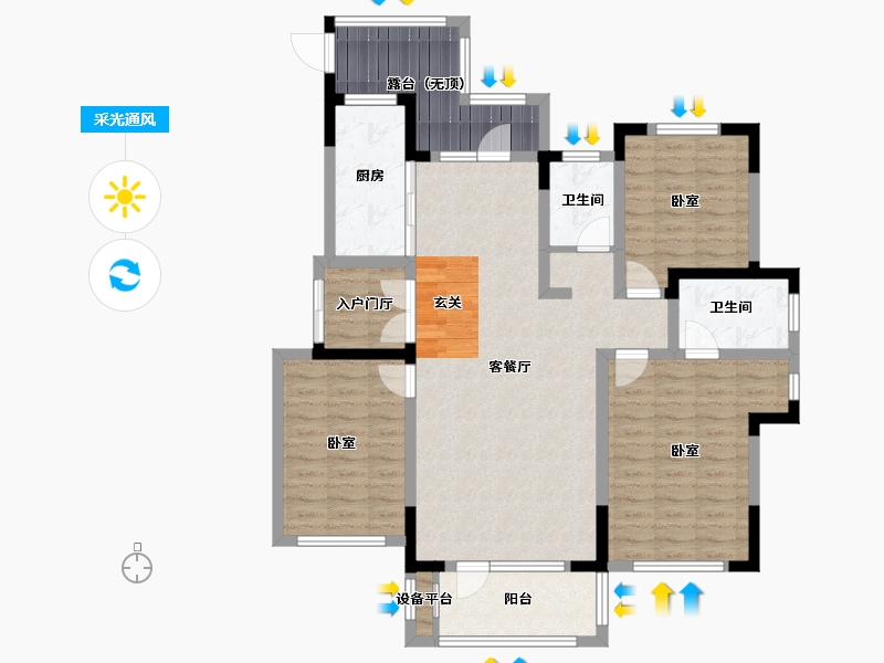 山东省-青岛市-和达璟城紫御-114.74-户型库-采光通风