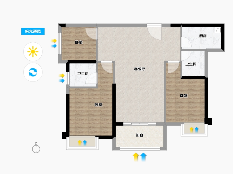 福建省-泉州市-学府公园-87.00-户型库-采光通风