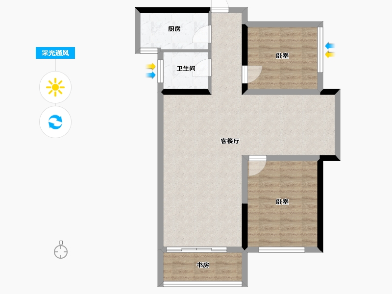 河南省-郑州市-山顶裕祥园-75.86-户型库-采光通风