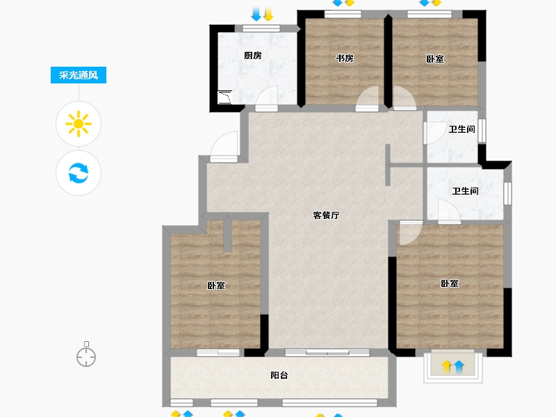 山东省-烟台市-天泰城-102.00-户型库-采光通风