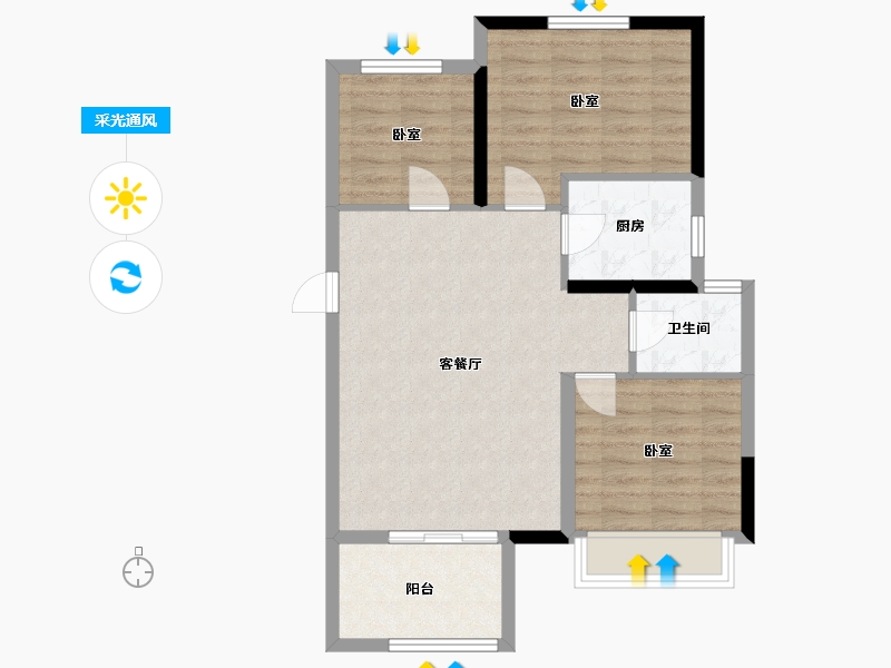 河南省-郑州市-中海万锦熙岸-71.00-户型库-采光通风