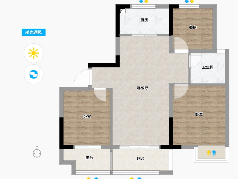 安徽省-合肥市-高速时代首府-76.00-户型库-采光通风