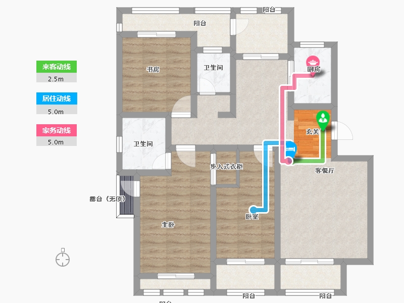 山东省-青岛市-隆海东方华庭-90.09-户型库-动静线