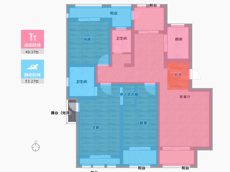 山东省-青岛市-隆海东方华庭-90.09-户型库-动静分区