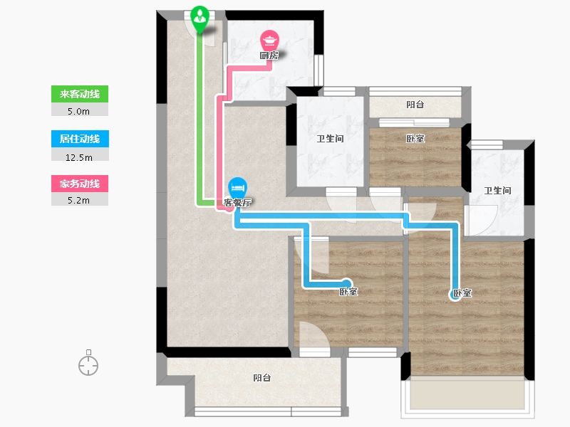 浙江省-绍兴市-漓江华庭-66.17-户型库-动静线