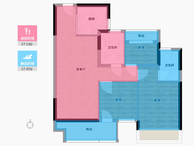 浙江省-绍兴市-漓江华庭-66.17-户型库-动静分区