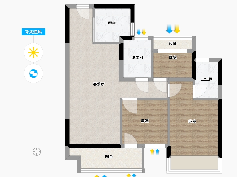 浙江省-绍兴市-漓江华庭-66.17-户型库-采光通风