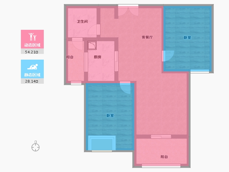 河南省-郑州市-紫檀华都住宅-72.20-户型库-动静分区