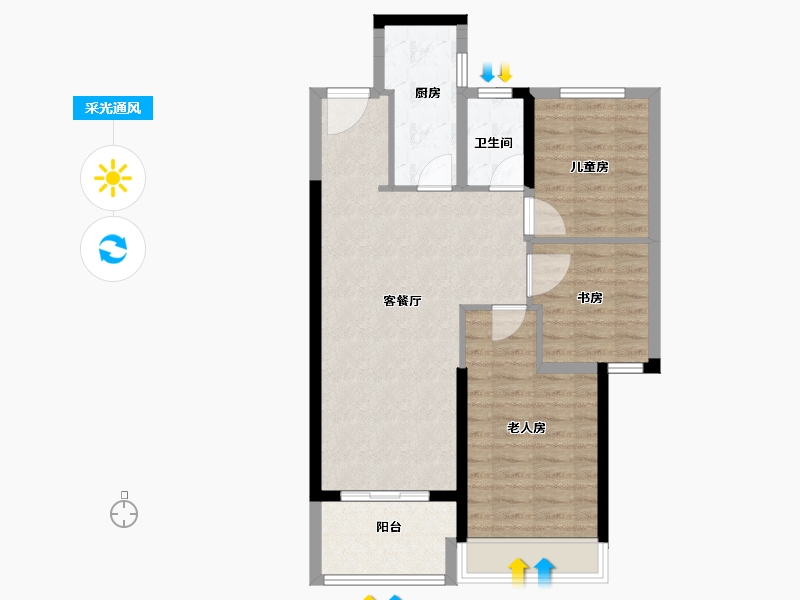 河南省-郑州市-正弘·青云筑-78.00-户型库-采光通风