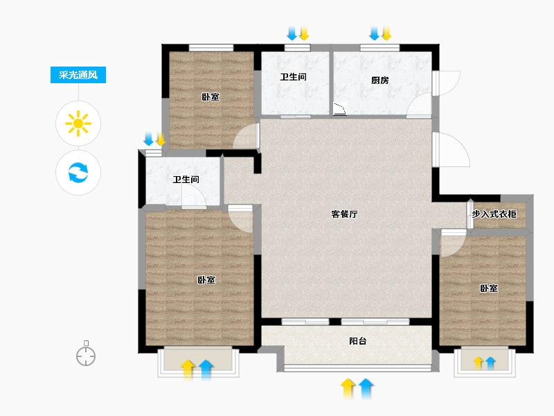 山东省-临沂市-高新·科技佳苑-113.00-户型库-采光通风