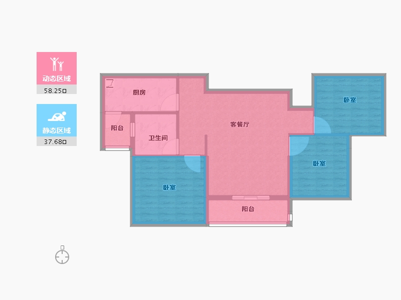 河南省-新乡市-郑州恒大未来之光-86.00-户型库-动静分区