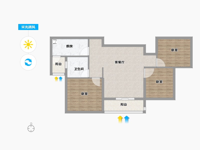 河南省-新乡市-郑州恒大未来之光-86.00-户型库-采光通风