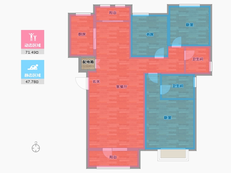 山东省-青岛市-绿地阅海府邸-107.87-户型库-动静分区