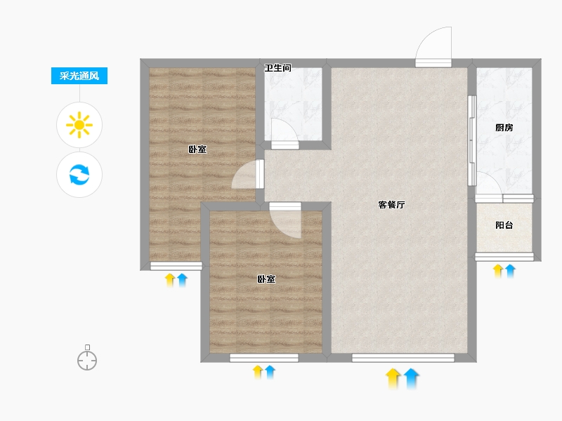 山东省-聊城市-汇利幸福里-74.74-户型库-采光通风