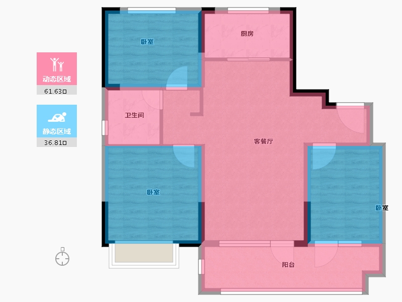 山东省-临沂市-临沭碧桂园翡翠天境-88.00-户型库-动静分区