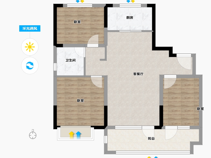 山东省-临沂市-临沭碧桂园翡翠天境-88.00-户型库-采光通风